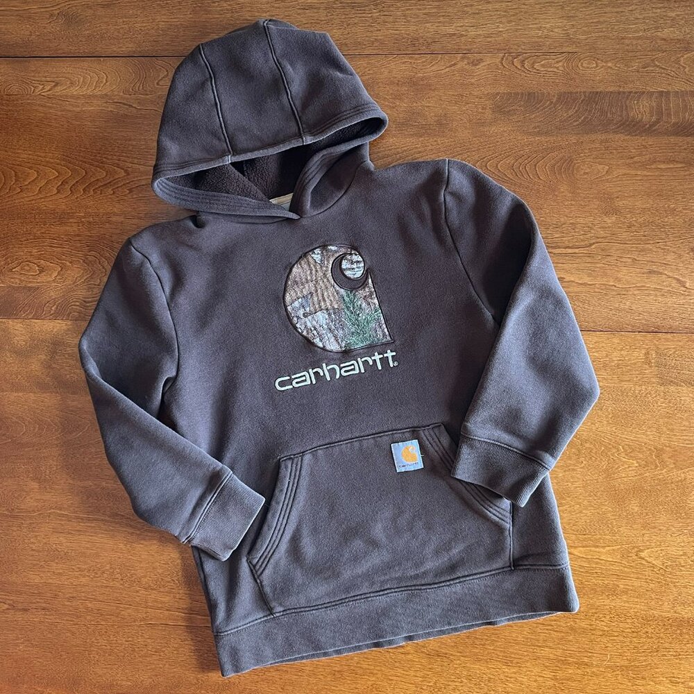 Carhartt brown camo logo hoodie M 10-12